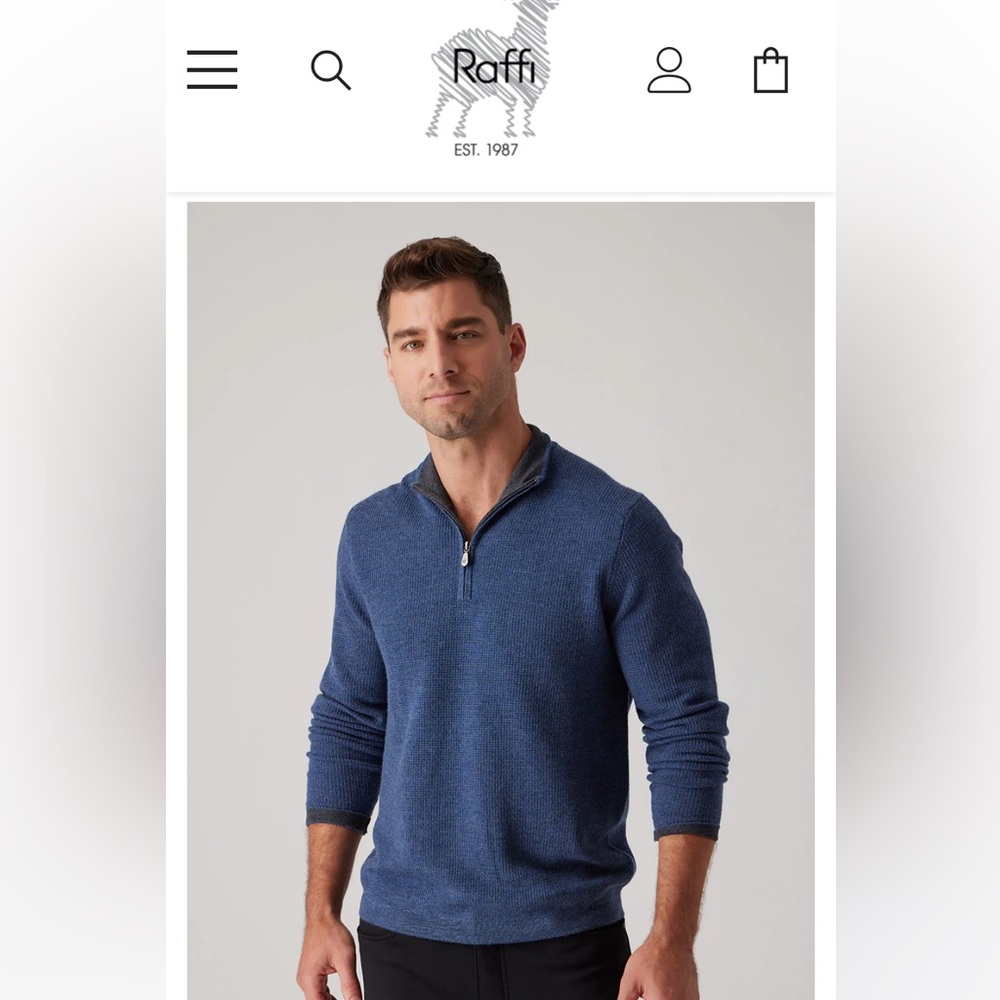 Raffi Men's Navy Zip-Up Sweater